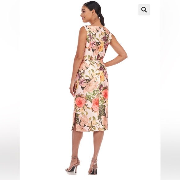 NWT Kay Unger Hyacinth Sleeveless Draped Dress Bridal Multi Blush - Picture 3 of 11